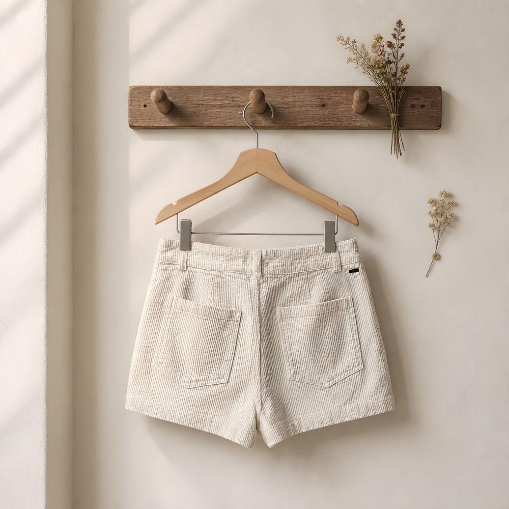 O'Neill Corduroy Shorts Women 28 Cream Excellent High Rise Boho Surf Style - Picture 2 of 8